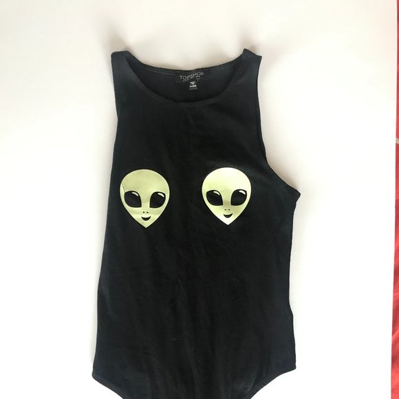 Topshop Alien Black Bodysuit, US Size 2 (Glow-in-the-dark) - Picture 3 of 6